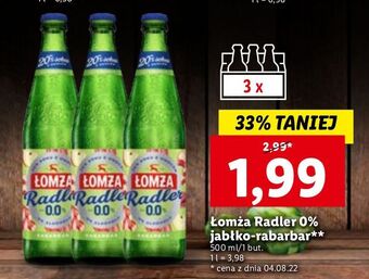 Lidl Piwo łomża radler 0.0% rabarbar oferta