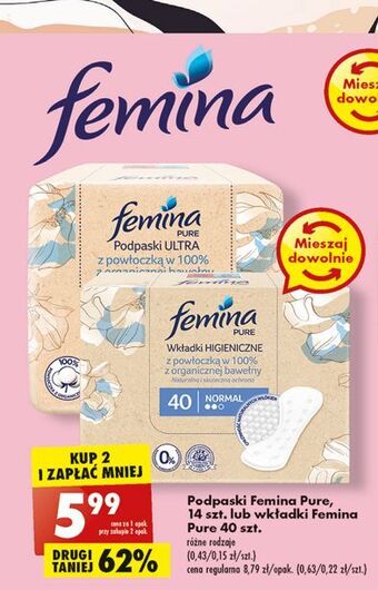 Wkładki normal femina pure