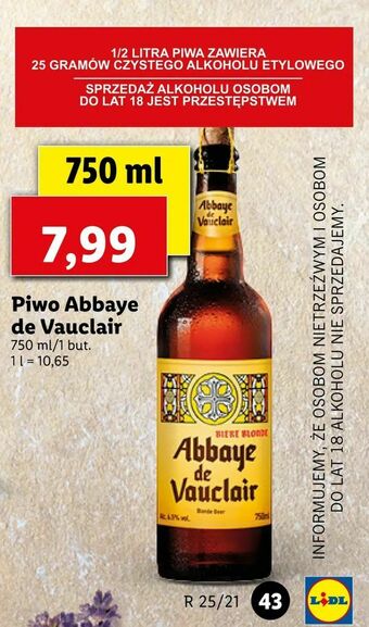 Lidl Piwo Abbaye de Vauclair oferta