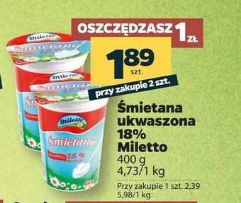 Netto Śmietana ukwaszona 18% Miletto oferta