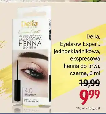 Rossmann Delia, Eyebrow Expert, jednoskładnikowa, ekspresowa henna do brwi, czarna, 6 ml oferta