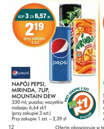 Napój Pepsi, Mirinda, 7UP, Mountain dew