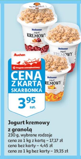 Auchan Jogurt malinowy z granolą bakoma kremowy oferta