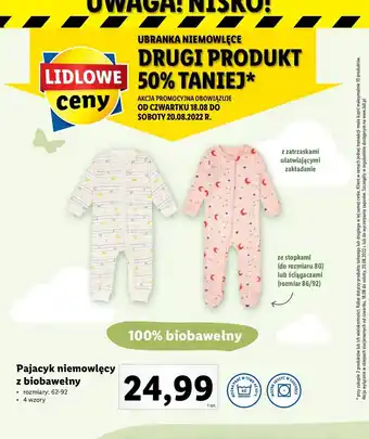 Lidl Pajacyk niemowlęcy 62-92 oferta