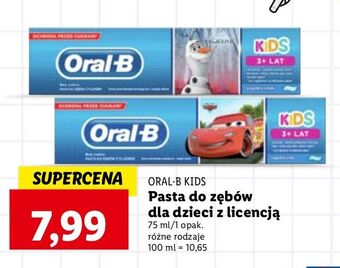 Lidl Pasta do zębów cars oral-b kids oferta