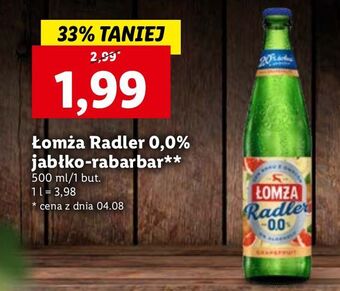 Lidl Piwo łomża radler 0.0% rabarbar oferta