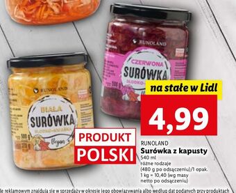 Lidl Surówka z białej kapusty runoland oferta