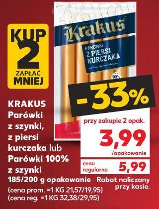 Kaufland Parówki z szynki krakus animex oferta