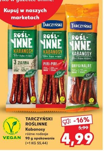 Kaufland Kabanosy oryginalne tarczyński roślinne oferta