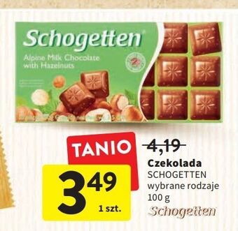 Intermarche Czekolada alpine milk with hazelnuts schogetten oferta