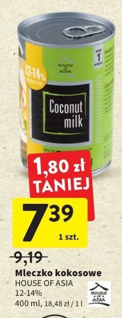 Intermarche Mleczko kokosowe 12-14% house of asia oferta