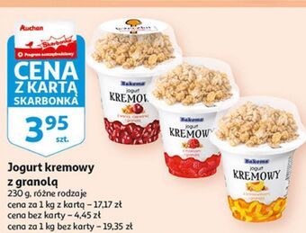 Auchan Jogurt brzoskwiniowy z granolą bakoma kremowy oferta