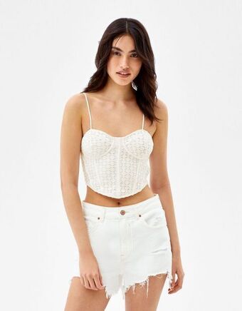 Bershka Rustykalny top gorsetowy oferta