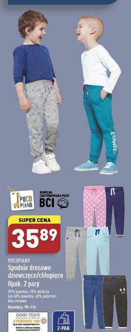 ALDI Spodnie dresowe chłopięce 98-116 cm pocopiano oferta