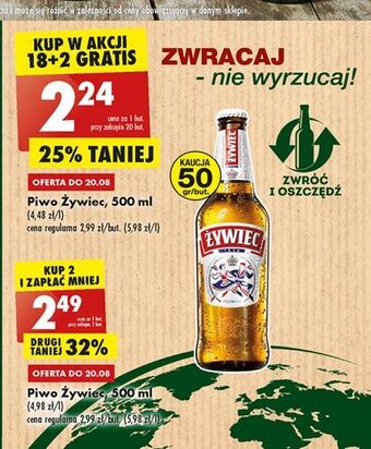 Biedronka Piwo żywiec jasne pełne oferta