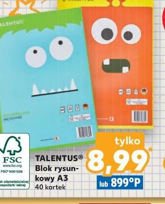 Kaufland Blok rysunkowy a3/40k. talentus oferta