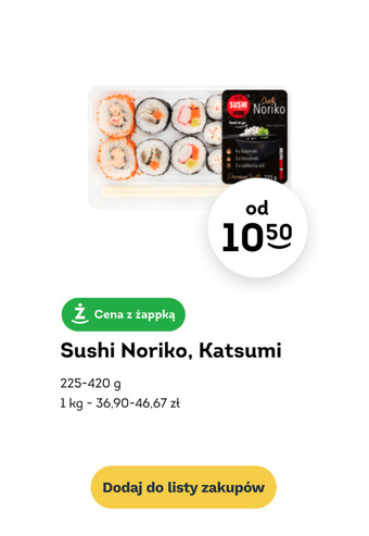 Żabka Sushi noriko, katsumi oferta