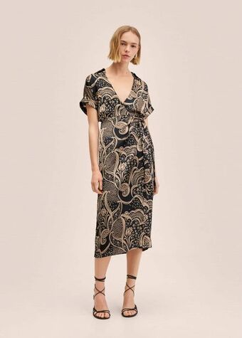 MANGO Satynowa sukienka koszulowa oferta