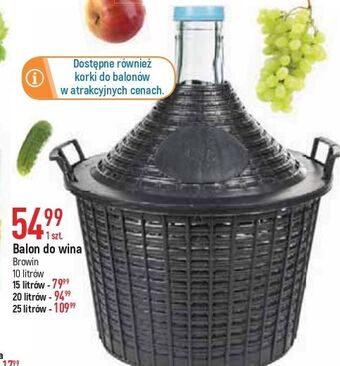 Balon do wina w koszu plastikowym 15 l browin