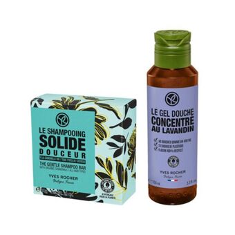 Yves Rocher Zestaw green heroes szampon w kostce + skoncentrowany żel lawenda oferta