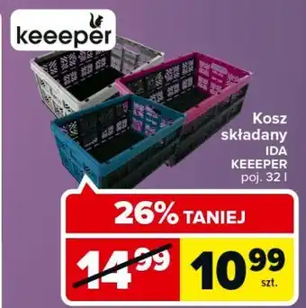 Carrefour Kosz składany ida 32 l szary keeeper oferta