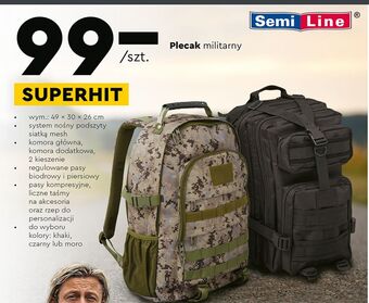 Biedronka Plecak militarny 49 x 30 26 cm semi line oferta