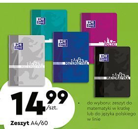 Biedronka Zeszyt a4 60 kartek kratka oxford oferta