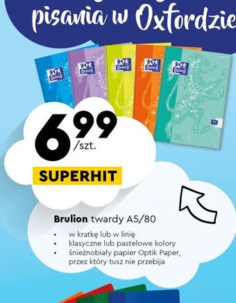 Biedronka Brulion a5/80 kartek linia oxford oferta