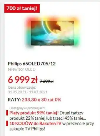 RTV EURO AGD Philips 65OLED705/12 oferta