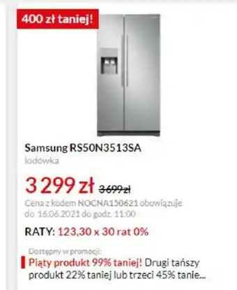 RTV EURO AGD Lodówka Samsung RS50N3513SA oferta