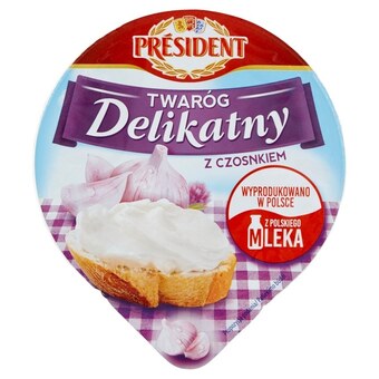 Społem Président twaróg delikatny z czosnkiem 150 g oferta