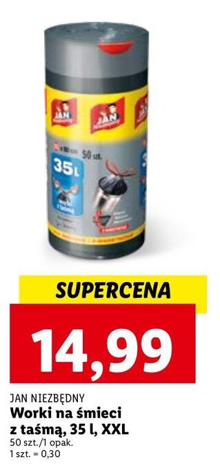 Lidl Worki na śmieci z taśmą 35 l jan niezbędny oferta