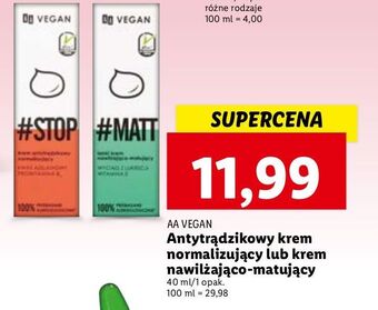Lidl #stop, krem antytrądzikowy normalizujący kwas azelainowy prowitamina b5 aa vegan oferta