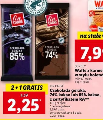 Lidl Czekolada gorzka fin carre oferta