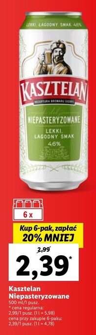 Lidl Piwo kasztelan niepasteryzowane oferta