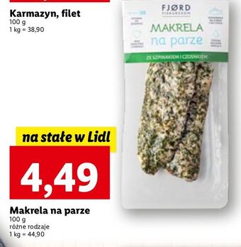 Lidl Makrela na parze ze szpinakiem i czosnkiem fjord fiskursson oferta