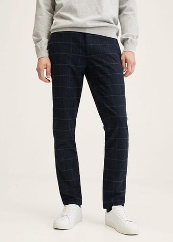 MANGO Spodnie bawełniane slim fit w kratę oferta