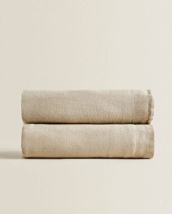 ZARA HOME Narzuta z lnu w naturalnym kolorze oferta