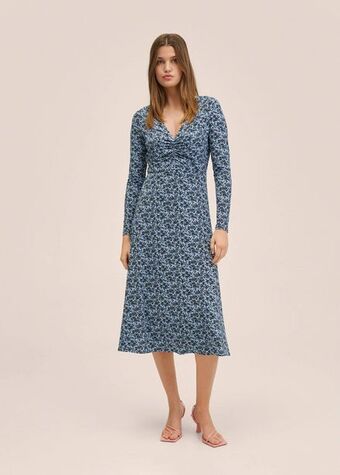 MANGO Sukienka ze wzorem i marszczeniem oferta