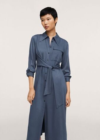 MANGO Koszulowa sukienka z wiązaniem oferta