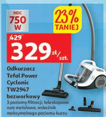 Auchan Odkurzacz bezworkowy tw2947 tefal oferta