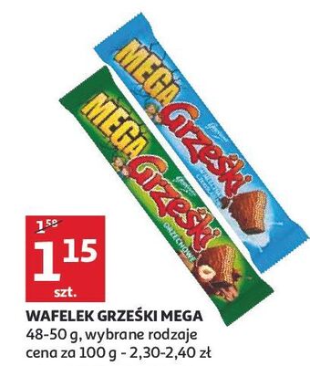 Auchan Wafelek kakaowy w czekoladzie mlecznej grześki mega oferta