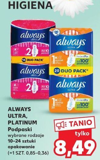 Kaufland Podpaski normal duo always ultra oferta