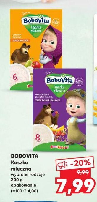Kaufland Kaszka mleczna z owocami sadu masza i niedźwiedź bobovita oferta