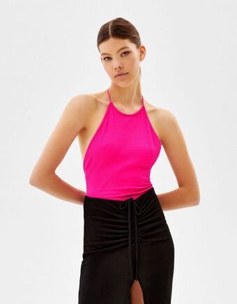 Bershka Body z dekoltem halter i paskiem z tyłu oferta
