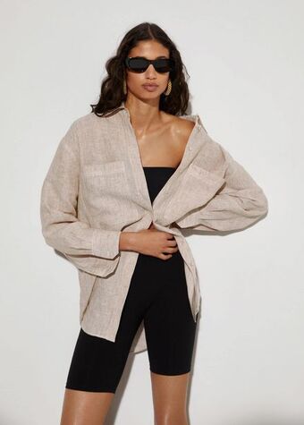 MANGO Koszula lniana oversize oferta