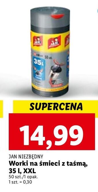 Lidl Worki na śmieci z taśmą 35 l jan niezbędny oferta