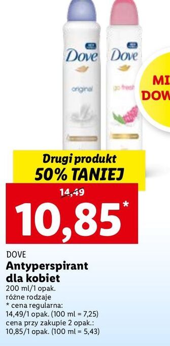 Lidl Dezodorant dove original oferta