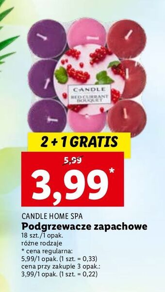 Lidl Podgrzewacze zapachowe redcurrant candle home spa oferta