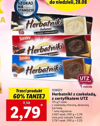 Lidl Herbatniki z czekoladą deserową sondey oferta